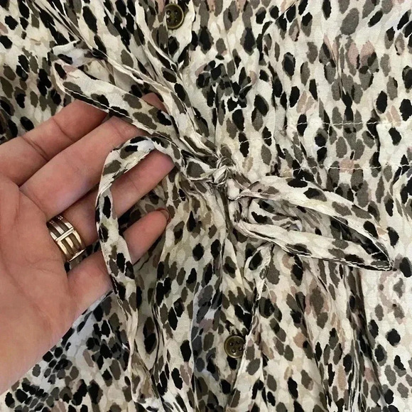 Merona long sleeve animal snake print blouse size xs with drawstring waist - Picture 3 of 6